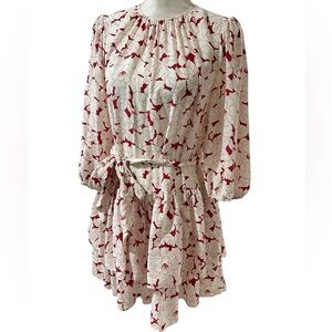 Christy Lynn silk floral long sleeve mini dress Size Small